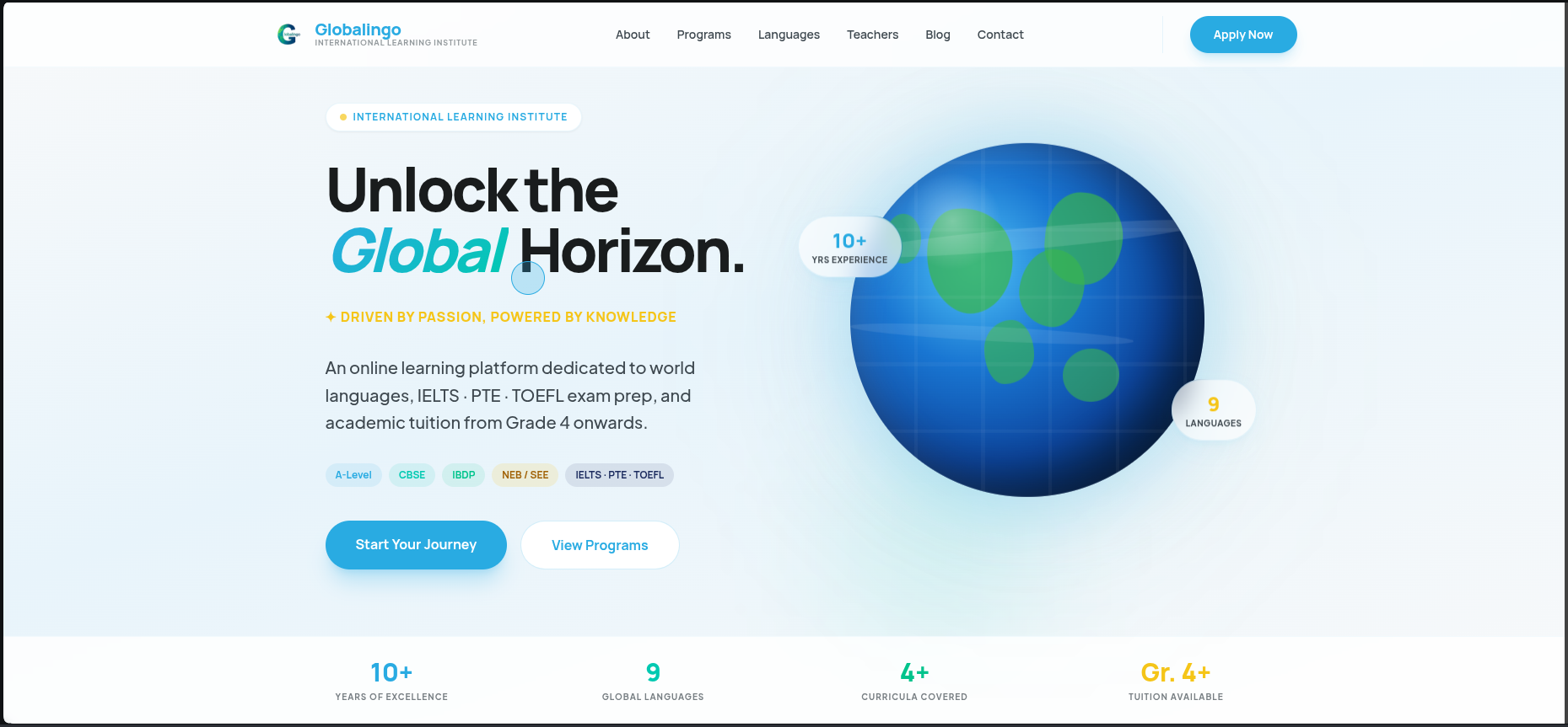 Globalingo website preview